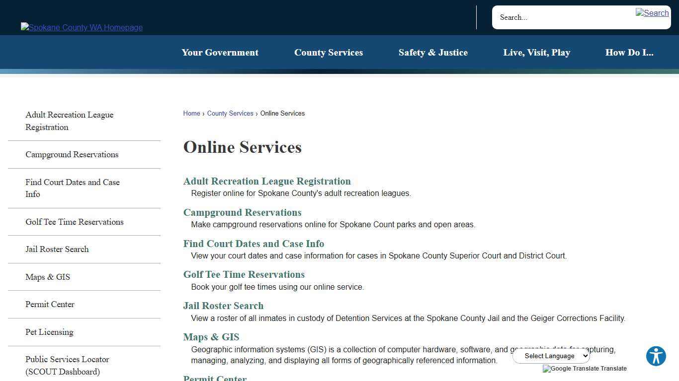 Online Services Spokane County, WA